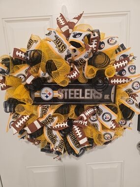 Steelers Black and Gold Football Wreath